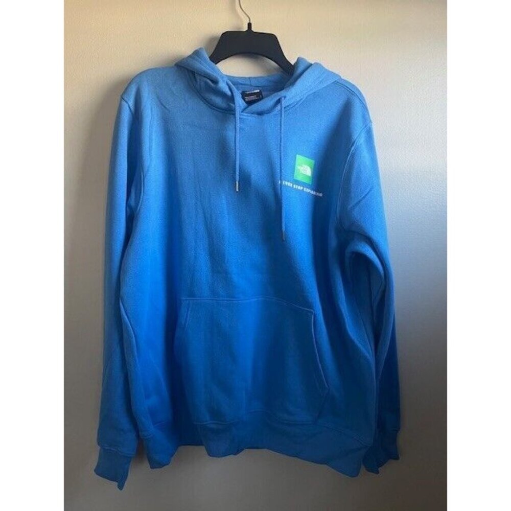THE NORTH FACE MENS SIZE L PULLOVER BLUE HOODIE NWT NEVER STOP EXPORING